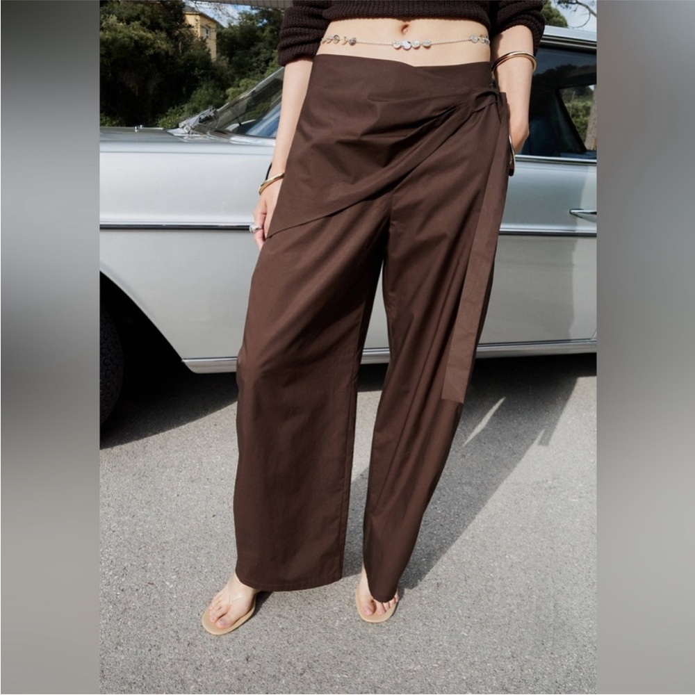 NWT MANGO Straight Leg Trousers With Detachable Scarf